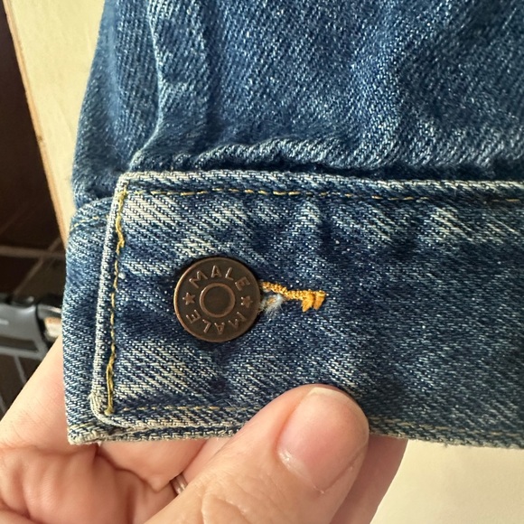 Male Vintage Denim Cotton Jacket w/ Muti Pockets for Storage and Button Closure. - Picture 5 of 7